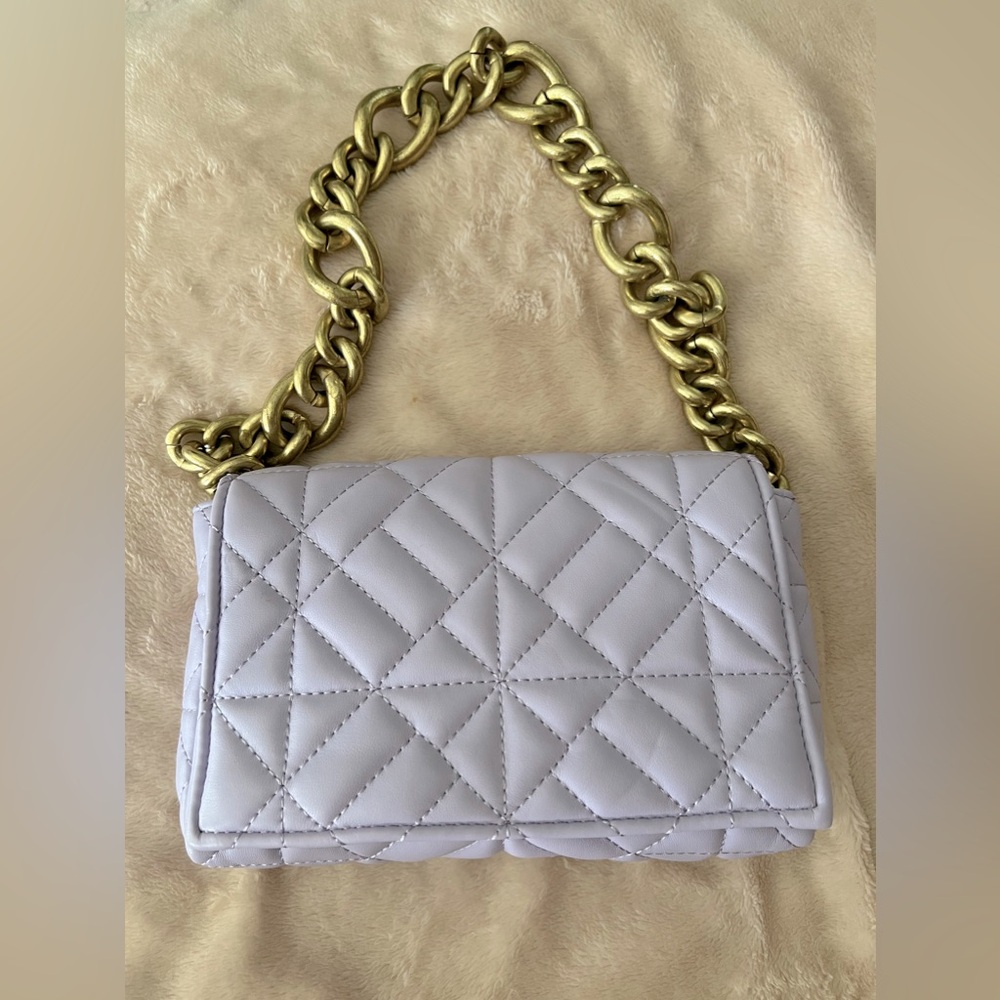 ZARA STUNNING LILAC PURPLE Quilted Bronze Chunky Chain Bag
